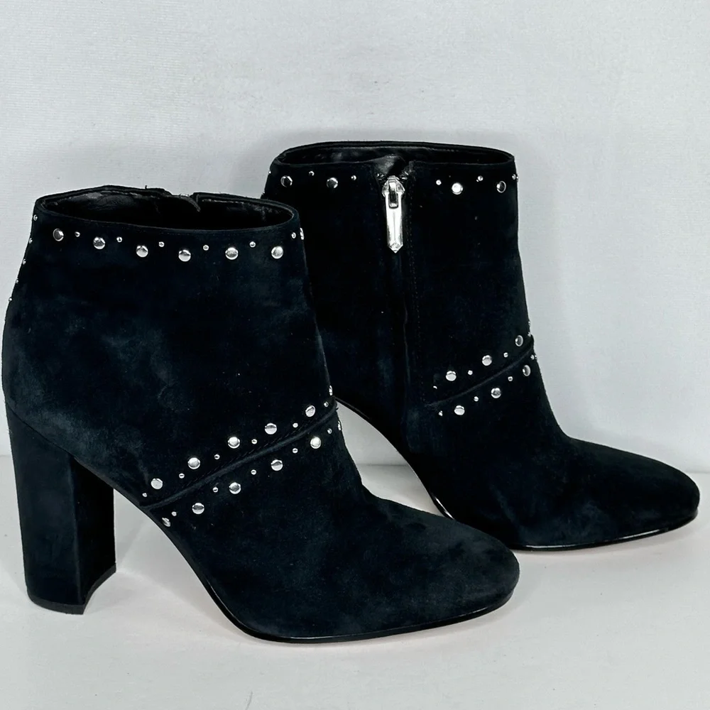 Sam Edelman Chandler Ankle Boots Black Suede Studded Inside‎ Zip Trendy Sz 9